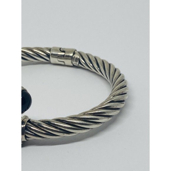 GSJ BLACK ONYX Color Stones Sterling Silver 925 Renaissance STYLE 28.9 Grams 7MM - Picture 2 of 8